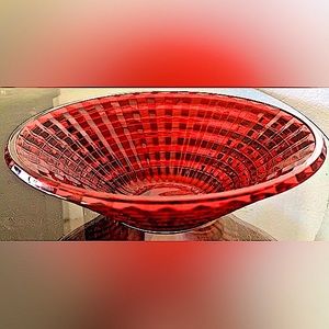 GODINGER FOR SHANNON CRYSTAL CENTURY CRYSTAL CENTERPIECE BOWL RUBY RED 13 1/2 IN